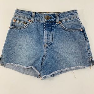 Blue Denim Jean Short Shorts Button Up Fly